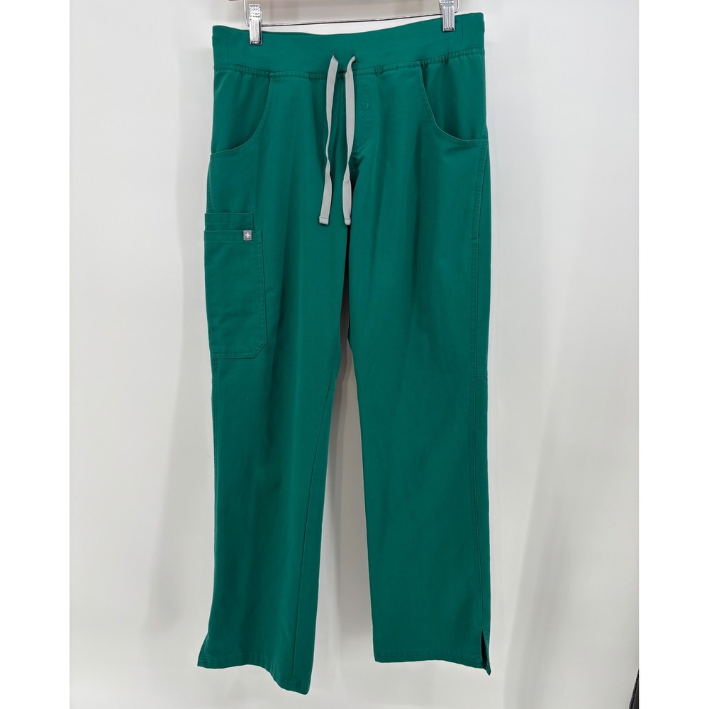 Figs Kade Cargo Scrub Pants Forest Green T21004 Drawstring Straight Leg